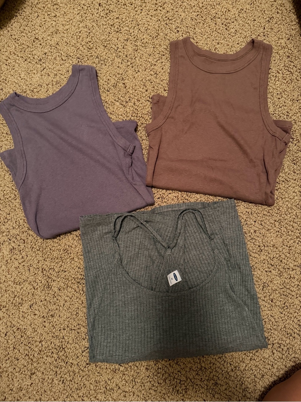Old Navy Purple, Mauve, and Gray Tank Top Trio